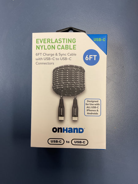 Everlasting nylon cable 6 feet charge and sync cable with USB-C to USB-C connectors