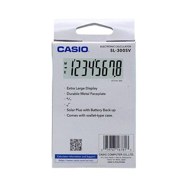 Casio Sl-300SV Silver 10 Digit Display Basic Calculator with Protective Case