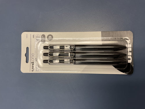 Uni one black 3pk retractable pen