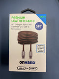 Premium leather cable, 5 feet charge and sync cable with USB-C to USB-C