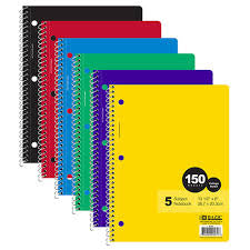 Bazic 5 Subject Spiral Notebooks