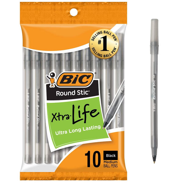 BIC Round Stic Xtra life Ballpoint Pen Black