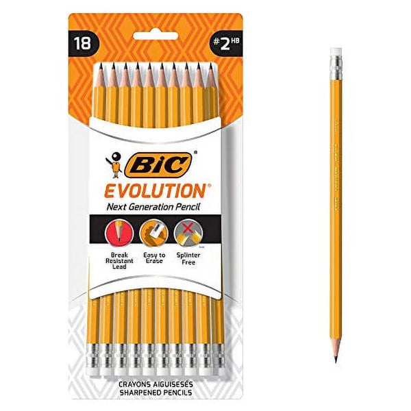 BIC Evolution Cased Pencil, #2 Lead, Yellow Barrel