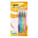 BIC Atlantis Original Retractable Ballpoint Pen, Medium, Assorted, 4/Pack