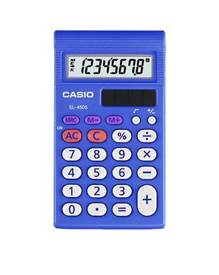 Casio 8 Digits Handheld Calculator Solar Plus With Battery Backup New Blue D7