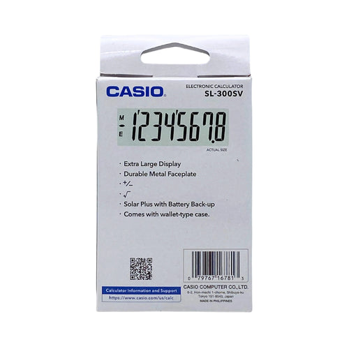 Casio Sl-300SV Silver 10 Digit Display Basic Calculator with Protective Case