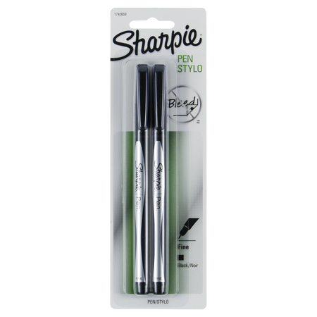 Sharpie Pen Black Fine 2pk